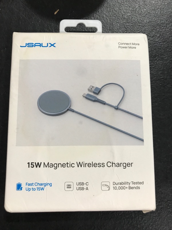 Photo 2 of JSAUX Magnetic Wireless Charger Compatible with MagSafe Charger/iPhone 14/14 Pro/14 Plus/14 Pro Max/iPhone 13/13 Pro/13 Pro Max/13 Mini/iPhone 12, Magnetic Wireless Charging Pad, Mag Charger (Blue)