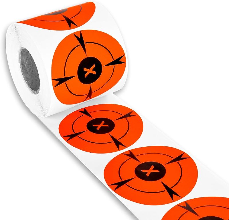 Photo 1 of Highwild 250 Pack of 3-inch Fluorescent Orange Bullseye Adhesive Target Stickers - Suitable for Handguns, Rifles, BB Guns, Airsoft, Pellet Guns 