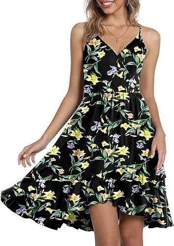 Photo 1 of CATHY Womens Cover Ups Sundress Casual V Neck Tunics Dress Loose Comfy Swing Strappy Dresses for Legging L