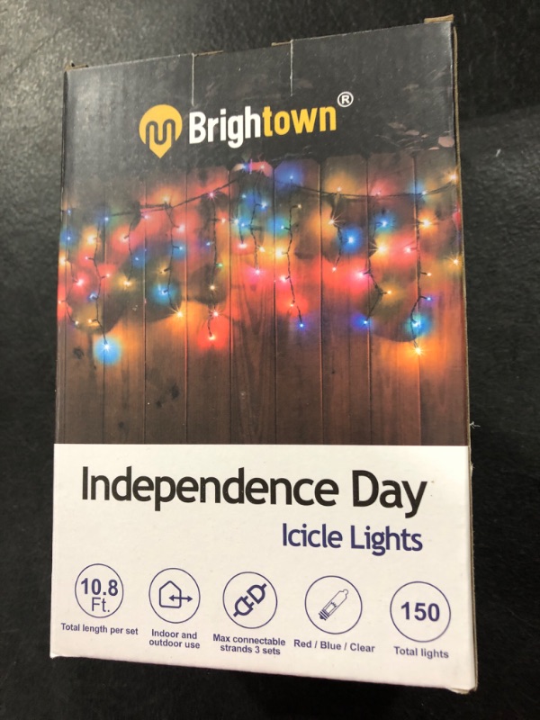 Photo 1 of 4th of July Decor Patriotic String Lights - 150 Count 27 Drops Red White Blue Incandescent Bulb Waterproof Connectable String Lights Plug in for Indoor Outdoor Party Patio Independence Day Decor Red White Blue 150 Bulbs 10 FT