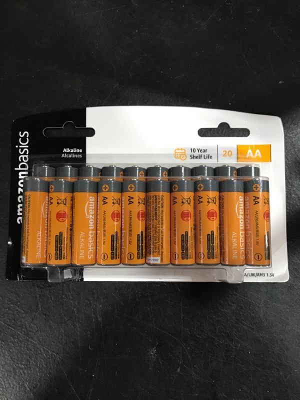Photo 2 of Amazon Basics 20 Pack AA Alkaline Batteries - Blister Packaging 20 Count (Pack of 1)