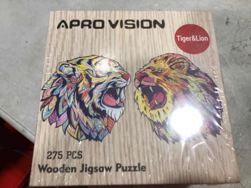 Photo 1 of Apro Vision Wooden Jigsaw Puzzles for Adults and Kids,15x8in 289 Pieces,Animal Shaped Tiger&Lion Puzzle,Fun Gift for Family and Friends,Wooden Puzzle for Adults