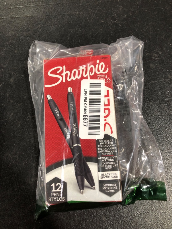 Photo 1 of SHARPIE S-Gel, Gel Pens, Medium Point (0.7mm), Black Ink Gel Pen, 12 Count Black Pens