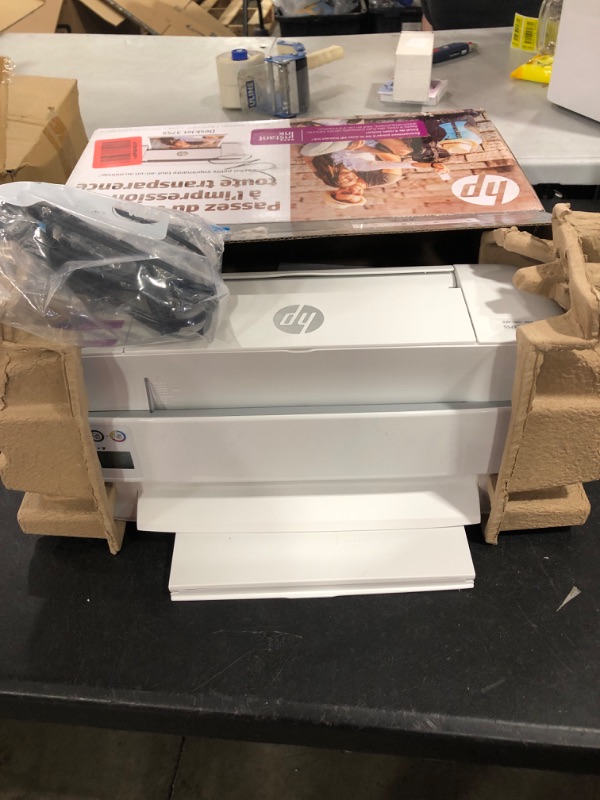 Photo 2 of HP DeskJet 3755 Compact All-in-One Wireless Printer - Stone Accent (J9V91A) and Ink-Cartridges - 4 Colors Stone Printer + Standard Ink