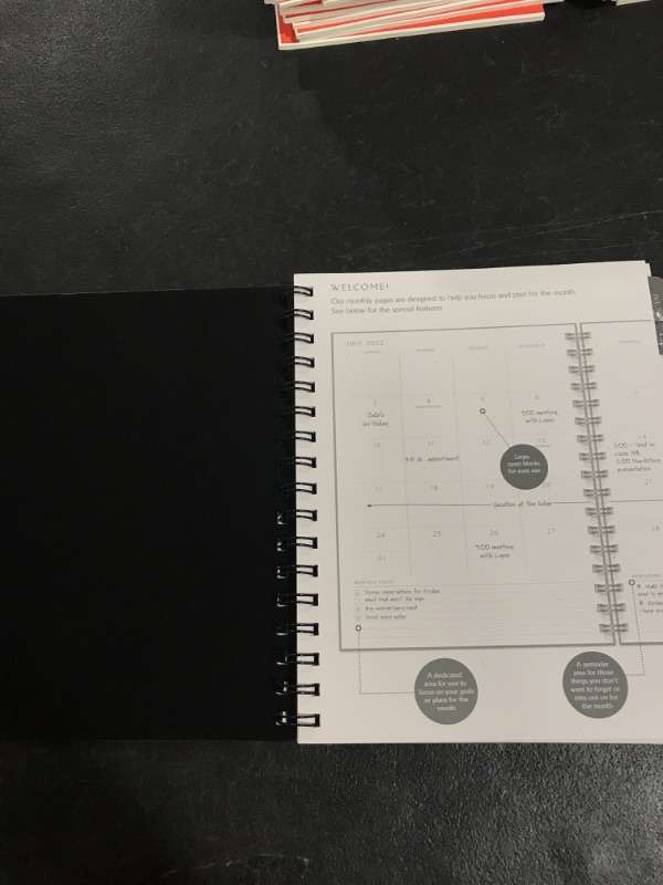 Photo 3 of AT-A-GLANCE 2022-2023 Planner, Weekly & Monthly Academic, 7" x 8-3/4", Medium, Elevation, Black (75545P05) Black Medium - Weekly/Monthly 2022-2023 New Edition