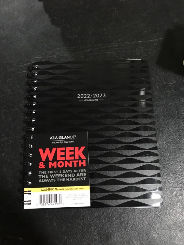 Photo 2 of AT-A-GLANCE 2022-2023 Planner, Weekly & Monthly Academic, 7" x 8-3/4", Medium, Elevation, Black (75545P05) Black Medium - Weekly/Monthly 2022-2023 New Edition