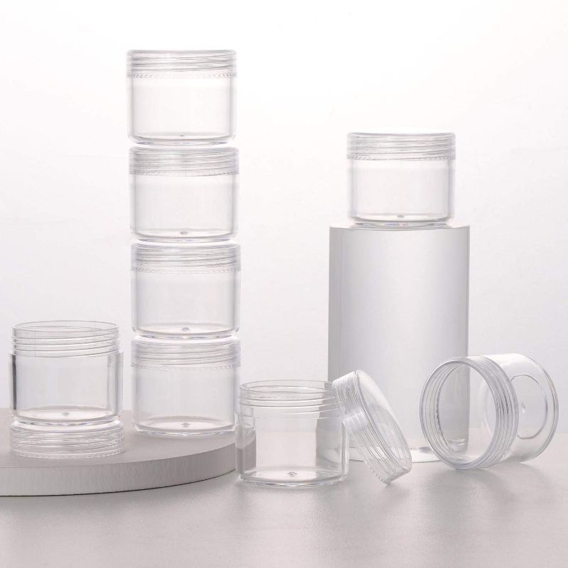 Photo 1 of 100 Count Small Cosmetic Containers with Lids 20 Grams Sample Containers and 10 Pcs Makeup Spatula Clear Traveling Jars Sample Jars for Beauty Products