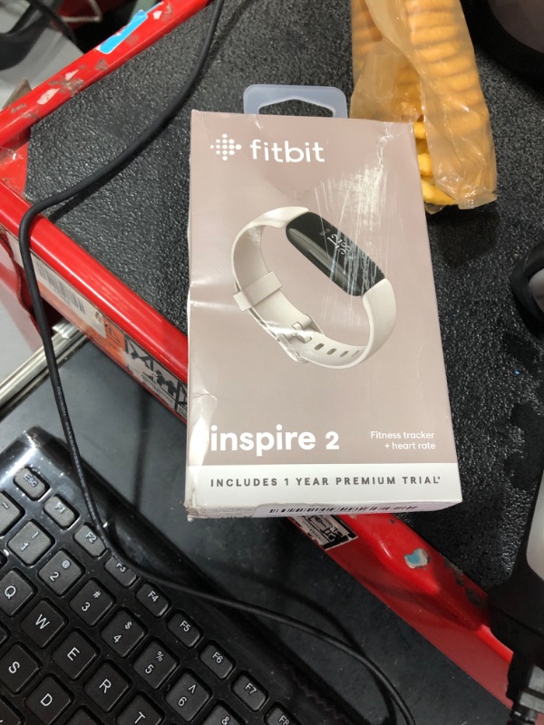 Photo 2 of Fitbit Inspire 2 Health & Fitness Tracker with a Free 1-Year Premium Trial, 24/7 Heart Rate, Lunar White, One Size (S & L Bands Included) 