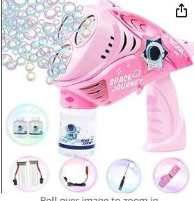Photo 1 of Bubble Machine with Lights-64 Hole Rocket Boom Bubble Blower for Kids Giant Bubble Maker Rocket Launcher Bubble Machine Blaster,8000+ Bubbles per Min for Adults Party Birthday (Pink)
