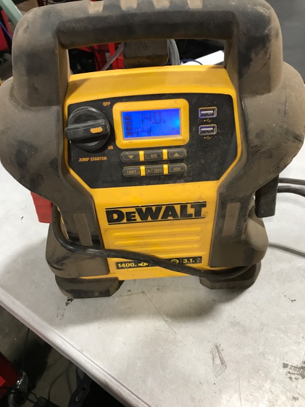 Photo 3 of DEWALT DXAEJ14 Digital Portable Power Station Jump Starter: 1400 Peak/700 Instant Amps, 120 PSI Digital Air Compressor, 3.1A USB Ports, Battery Clamps , Yellow