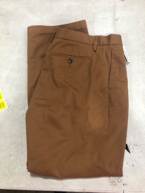 Photo 2 of Amazon Essentials Men's Classic-Fit Wrinkle-Resistant Pleated Chino Pant (Available in Big & Tall) 36W x 30L Dark Khaki Brown