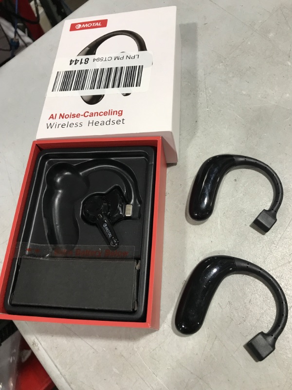 Photo 2 of emotal Dual-Mic AI Noise Cancelling Bluetooth Headset for Cell Phones, 10 Days Standby 30Hrs HD Talktime Bluetooth Earpiece IPX6 Waterproof Ultralight for Driving/Truckers/Business EM-BT01 "missing charger