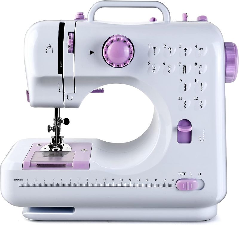 Photo 1 of  Mini Sewing Machine for Beginners and Kids, Sewing Machines with Reverse Sewing and 12 Built-in Stitches, Portable Sewing Machine 