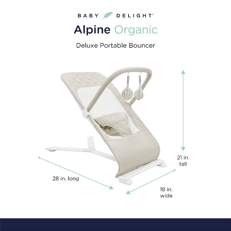 Photo 1 of Baby Delight Alpine Deluxe Portable Bouncer, Infant, 0-6 Months, 100% GOTS Certified Cotton Fabrics, Organic Oat