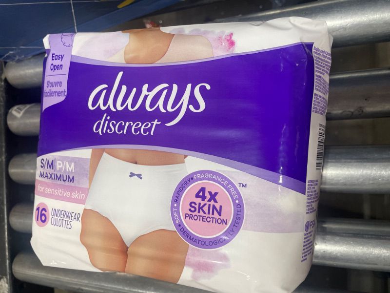 Photo 1 of Always Discreet for Sensitive Skin Maximum Plus Underwear White 16 Count (Pack of 1)