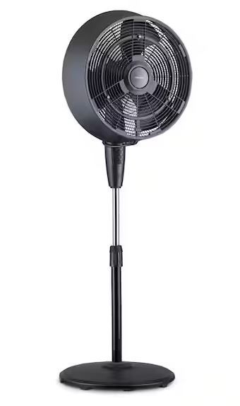 Photo 1 of 18 in. 3-Speed Wide-Angle Oscillating Outdoor Misting Fan and Pedestal Fan for Cool Down 500 sq. ft. - Black
