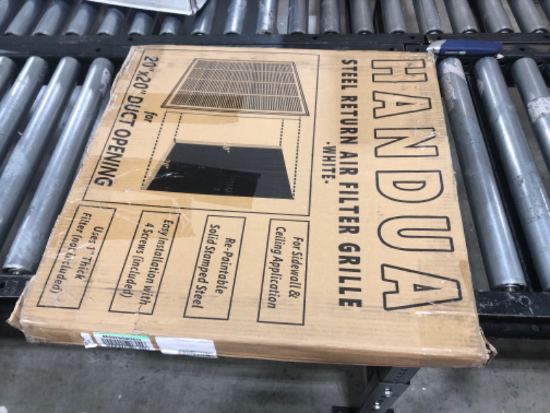 Photo 2 of 20"W x 20"H [Duct Opening Measurements] Steel Return Air Filter Grille [Removable Door] for 1-inch Filters | Vent Cover Grill, White | Outer Dimensions: 22 5/8"W X 22 5/8"H for 20x20 Duct Opening Duct Opening style: 20 Inchx20 Inch