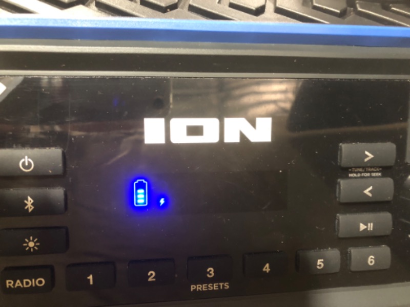 Photo 3 of ION Audio Pickup - 100-watt Water-Resistant Wireless Bluetooth Speaker with 75-Hour Rechargeable Battery, AM/FM Radio and Multi-Color Light Bar 100W water-resistant