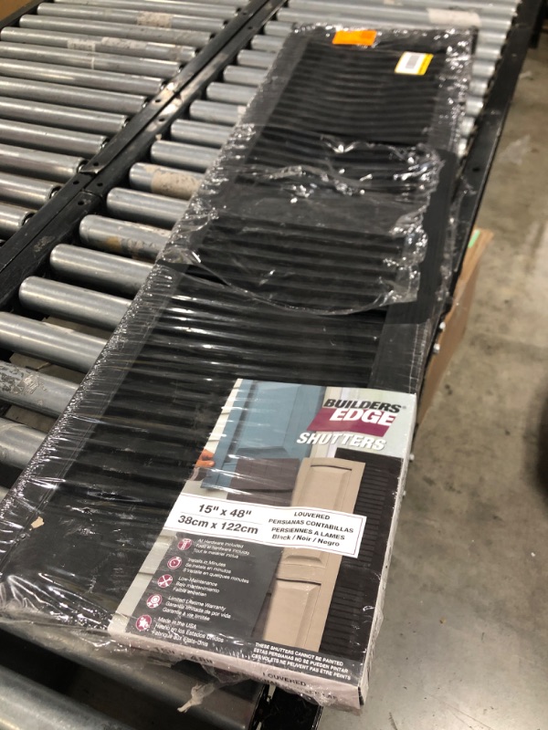 Photo 1 of 14.5 in. x 48 in. Louvered Vinyl Exterior Shutters Pair in Black