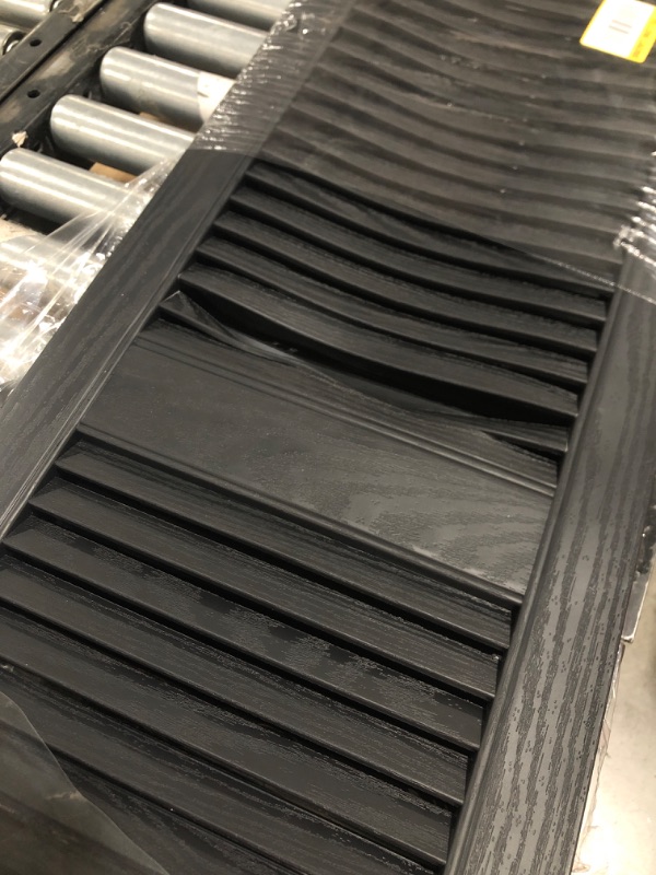 Photo 1 of 14.5 in. x 48 in. Louvered Vinyl Exterior Shutters Pair in Black