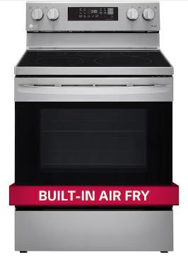 Photo 1 of LG 30-in Smooth Surface 5 Elements 6.3-cu ft Self-Cleaning Air Fry Convection Oven Freestanding Smart Electric Range (Stainless Steel)