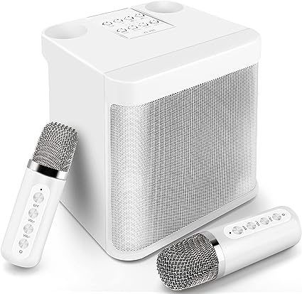 Photo 1 of Karaoke Machine with 2 Wireless Microphone,Portable Bluetooth Speaker with HD Sound PA System Support Echo and Vocal Cut,USB,SD, AUX Input for Party, Meeting, Wedding, Home and Outdoor OFF WHITE COLOR
