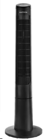 Photo 1 of 40 in. 3 Speed Remote Control Oscillating Tower Fan in Black
