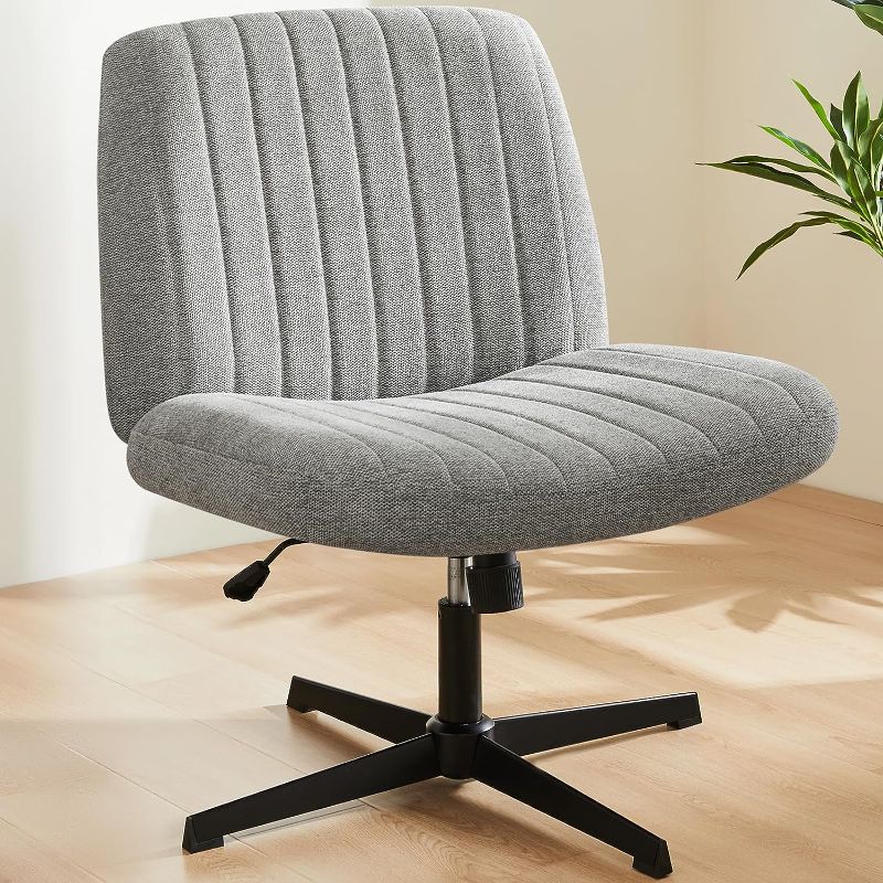 Photo 1 of Sweetcrispy Office Chair No Wheels - Armless Desk Chair No Wheels Cross Legged Office Chair Wide Swivel Home Office Desk Chairs
