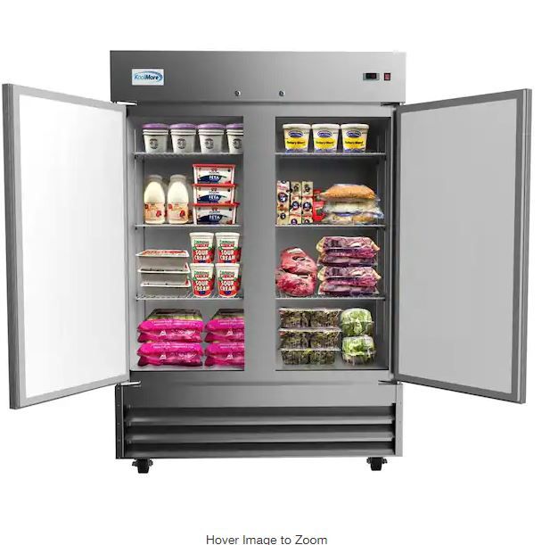 Photo 1 of 54 in. 47 cu. ft. Commercial 2-Door Reach In Refrigerator in Stainless Steel
