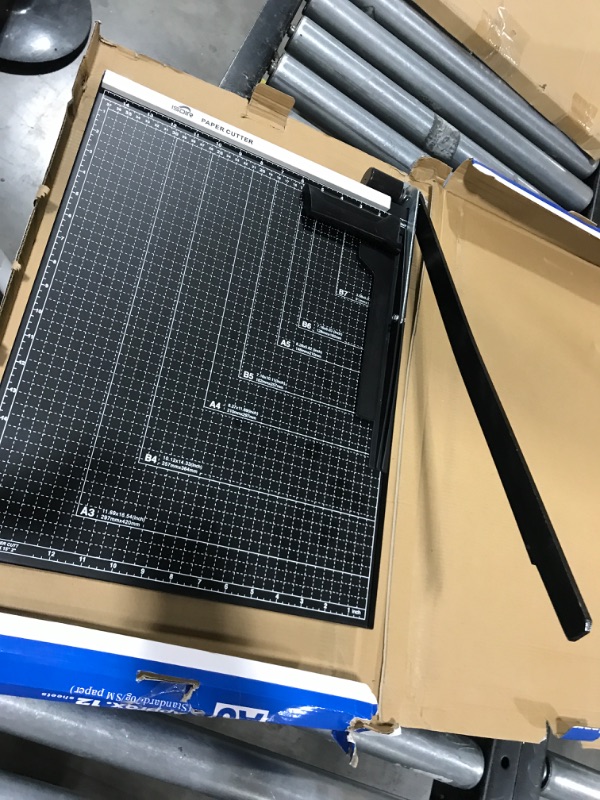 Photo 1 of ISDIR Paper Cutter Guillotine, 18 Inch Paper Cutting Board, 12 Sheets Capacity, Heavy Duty Metal Base, Dual Paper Guide Bars, Professional Paper Cutter and Trimmer for Home, Office (18'' Black)