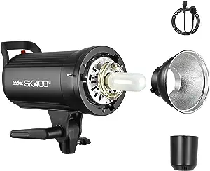 Photo 1 of Godox SK400II Studio Strobe 400W, 2.4G Wireless X System GN65 5600K Monolight with Bowens Mount 150W Modeling Lamp, Outstanding Output Stability, Anti-Preflash
