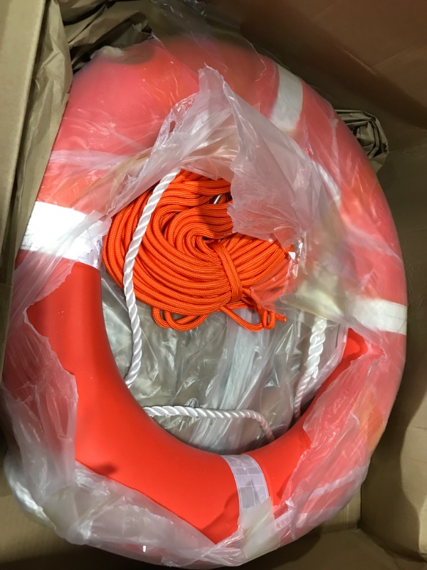 Photo 2 of  Boat Safety Throw Ring with Water Floating Lifesaving Rope 98.4FT Set, 2.5 KG International Standard Throw Ring, Outdoor Professional Throwing Ring Rope Rescue Lifeguard Lifesaving