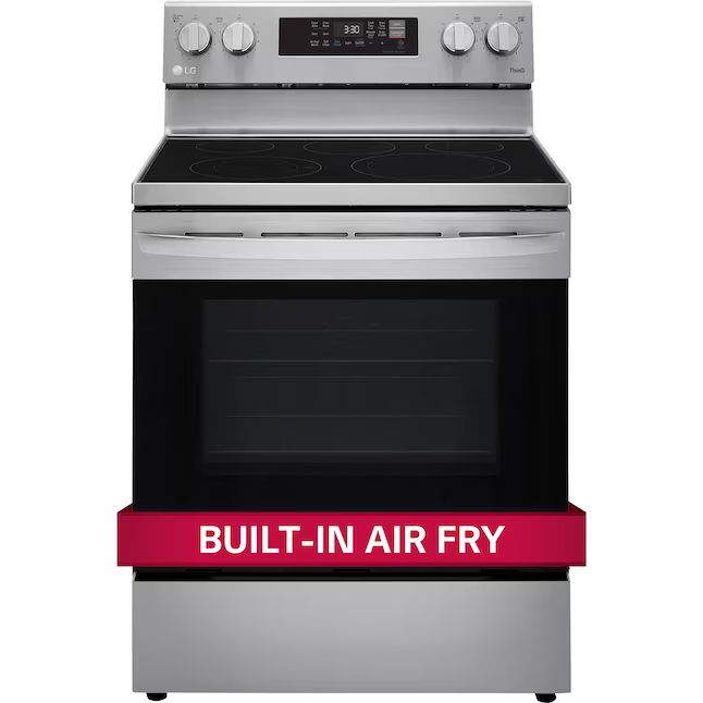 Photo 1 of LG 30-in Smooth Surface 5 Elements 6.3-cu ft Self-Cleaning Air Fry Convection Oven Freestanding Smart Electric Range (Stainless Steel)