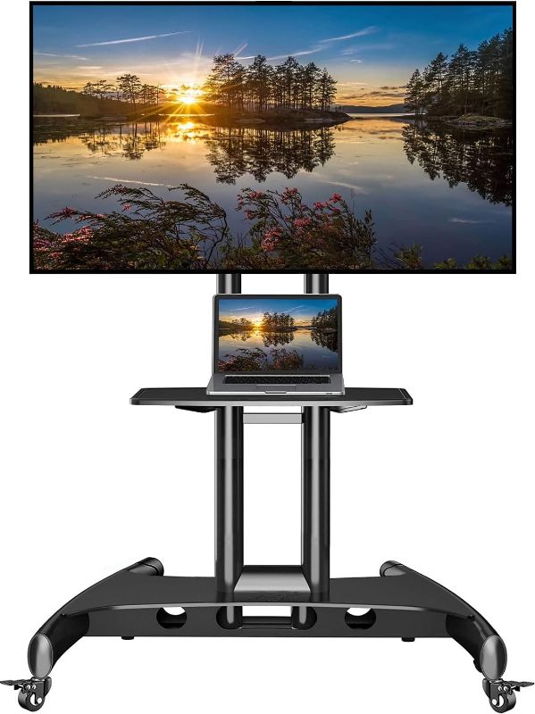 Photo 1 of  NB North Bayou Mobile TV Cart Rooling TV Stand with Wheels for 32 to 75 Inch LCD LED OLED Plasma Flat Panel Screens up to 100lbs AVA1500-60-1P (Black) 