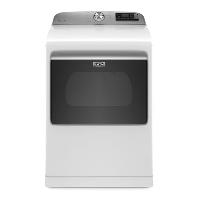 Photo 1 of Maytag Smart Capable 7.4-cu ft Steam Cycle Smart Electric Dryer (White) ENERGY STAR