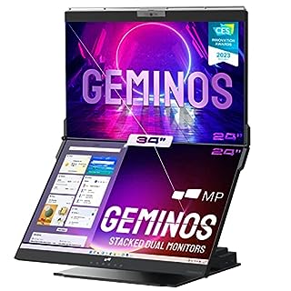 Photo 1 of Mobile Pixels Geminos (2 x 24 inch) IPS Dual Stacked Computer Monitors with 100W USB-C Charging, 1080P Webcam&Speakers, All-Inclusive Workstation PC Monitor, USB-A/USB-C/HDMI, Ergo Design(2 Monitors) 