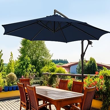 Photo 1 of  wikiwiki H Series Patio Offset Hanging Umbrella 10 FT Cantilever Outdoor Umbrellas w/Infinite Tilt, Fade Resistant Waterproof Solution-Dyed Canopy & Cross Base, for Yard, Garden & Deck 