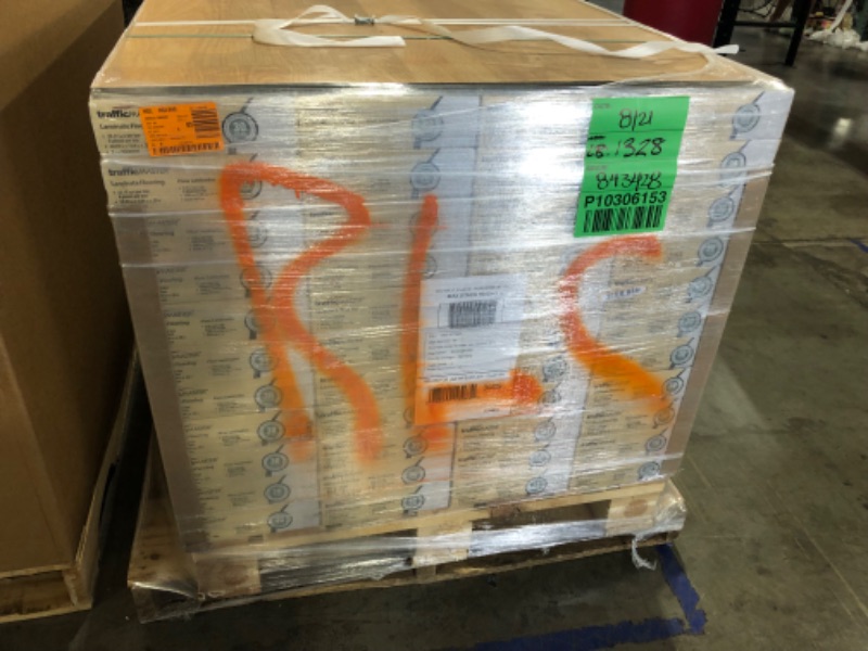 Photo 1 of PALLET OF 44 CASES, TrafficMaster Saratoga Hickory 7 mm T x 7.6 in. W Laminate Wood Flooring (24.2 sqft/case) ~1064 SQ. FT. TOTAL