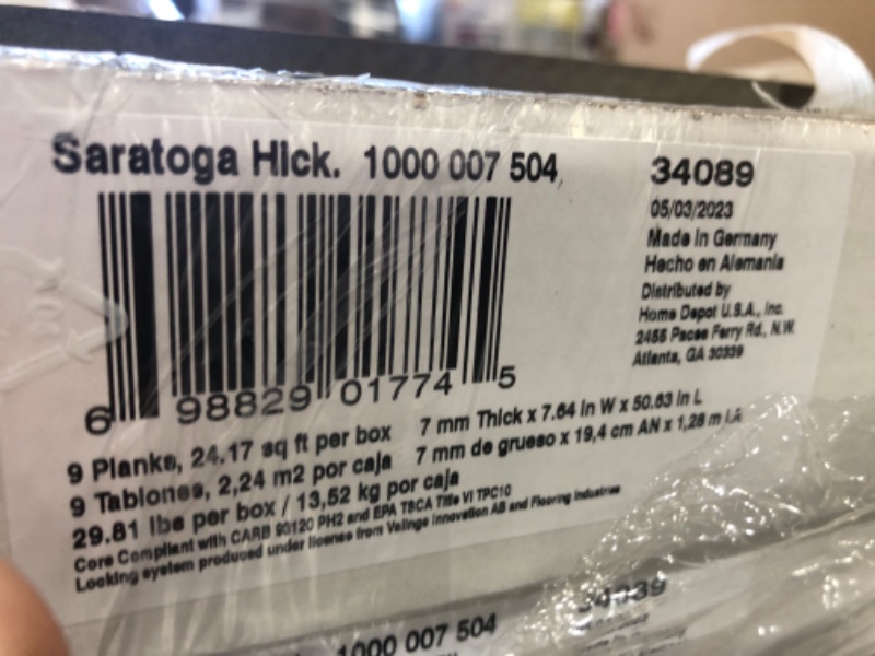 Photo 1 of PALLET OF 44 CASES, TrafficMaster Saratoga Hickory 7 mm T x 7.6 in. W Laminate Wood Flooring (24.2 sqft/case) ~1064 SQ. FT. TOTAL