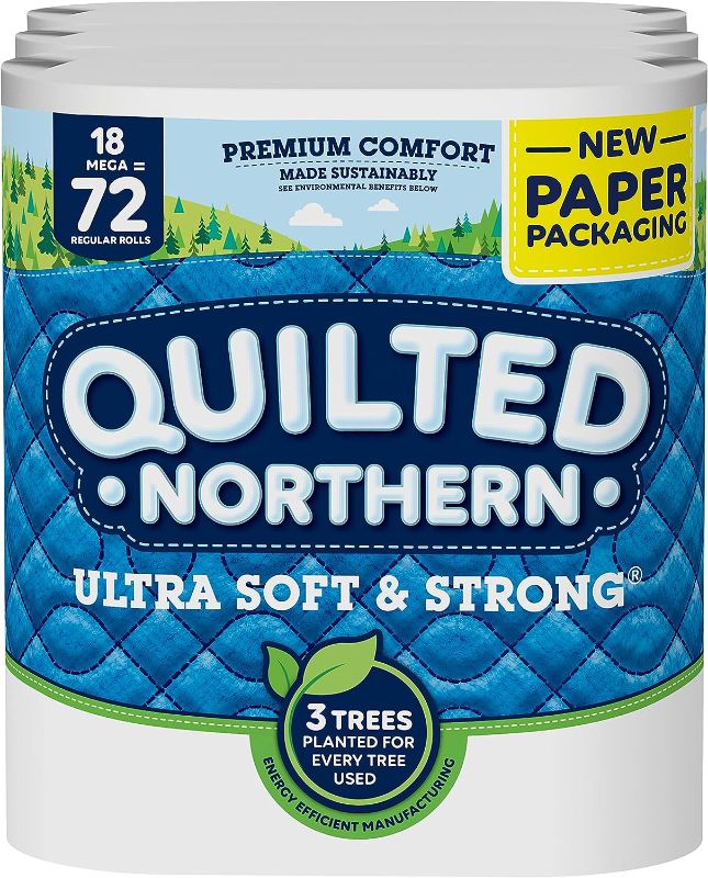 Photo 1 of  Quilted Northern Ultra Soft & Strong Toilet Paper, 18 Mega Rolls = 72 Regular Rolls, 2-ply Bath Tissue, 6 count (Pack of 3) 