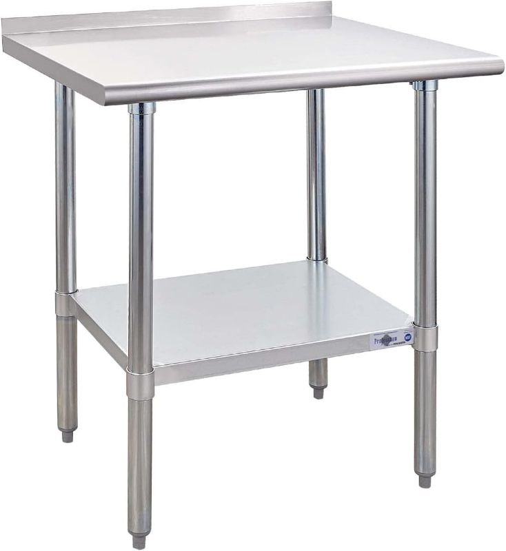 Photo 1 of  Profeeshaw Stainless Steel Prep Table NSF Commercial Work Table with Backsplash and Undershelf for Kitchen Restaurant 24×30 Inch 