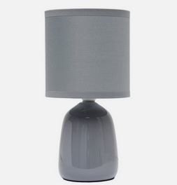 Photo 1 of 10.04" Traditional Ceramic Thimble Base Bedside Table Desk Lamp with Matching Fabric Shade Gray - Simple Designs