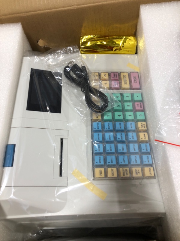 Photo 1 of Pos System Cash Register,48-Keys LED Display Electronic Cash Register with Removable Cash Tray and Thermal Printer,Multifunction Cash Register for Small Business/Retail/Restaurant White