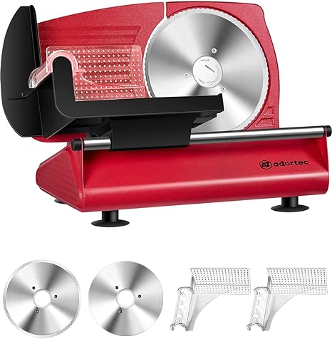 Photo 1 of Adortec Electric Meat Slicer for Home Use, Deli Slicer Machine with 2 Blades & 2 Food Pushers
