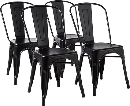 Photo 1 of Amazon Basics 33DC01S4-BK Chair, 4 Pack, 20.1"D x 17.1"W x 33.5"H, Matte Black
