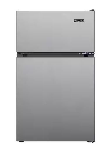 Photo 1 of 3.1 cu. ft. 2-Door Mini Refrigerator in Stainless Steel Look with Freezer,
