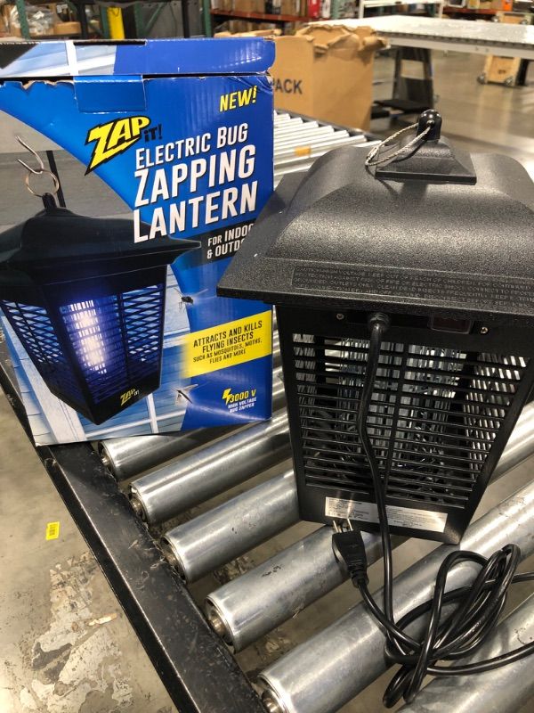 Photo 2 of ZAP IT! Electric Bug Zapper Lantern - Indoor and Outdoor Plug-in 360 Degree Mosquito Control, Insect and Fly Killers | UV Light and Electric Shock Mosquito Killer Lamp | Includes Bug Collector
