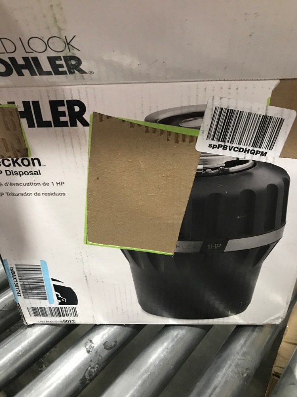 Photo 4 of KOHLER 29358-CHR Reckon Garbage Disposal with Sound Reduction, 1.0 HP Continuous Feed, Power Cord Included, Charcoal 1 HP Charcoal