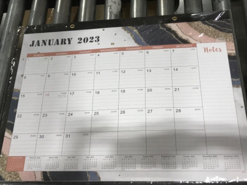 Photo 2 of 2023 Desk Calendar - Large Desk Calendar 2023, Jan. 2023 - Dec. 2023, 22" x 17", 12 Months Planning, Large Ruled Blocks, Tear Off Design, 2 Corner Protectors & 2 Hanging Hooks - Multicolored