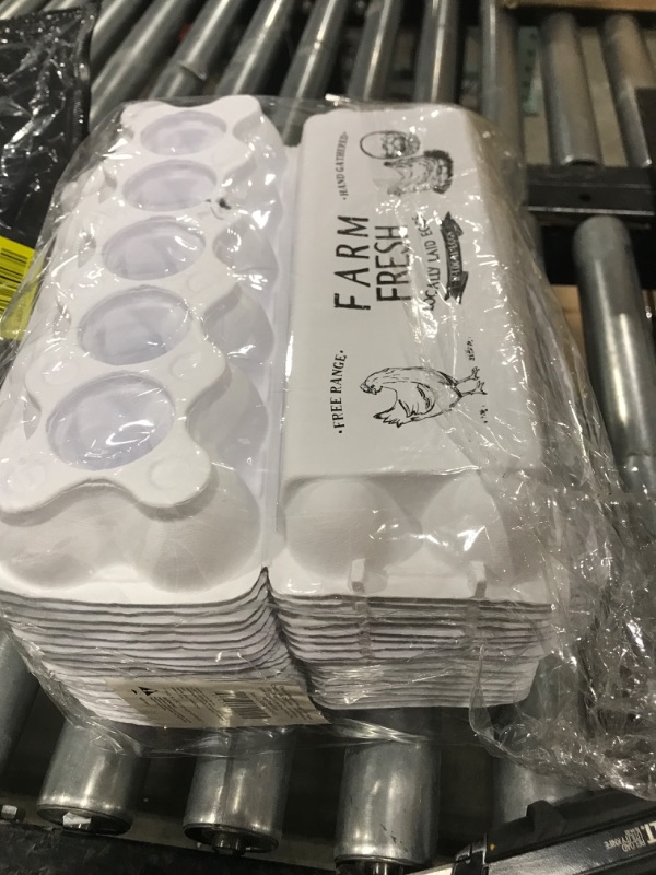 Photo 1 of 20-Pack Reusable Paper Egg Cartons for 6 Chicken Eggs with 50 Self-Adhesive Labels and 49-Feet Jute String, Retail Cartons for Half-Dozen Eggs (White)
